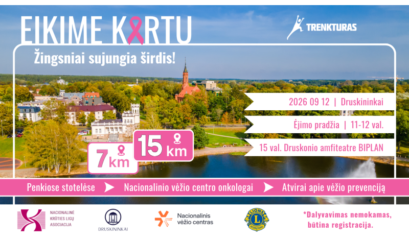 Rugsėjo 12-ąją žingsniuokime už sveikatą ir prevenciją
