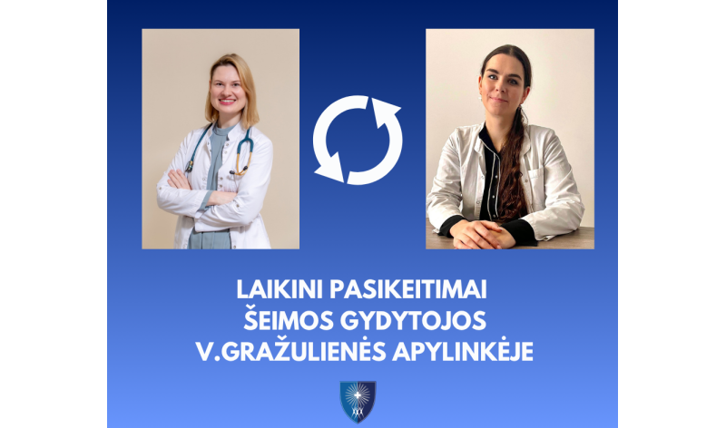 SVARBI INFORMACIJA ŠEIMOS GYDYTOJOS VIKTORIJOS GRAŽULIENĖS PACIENTAMS