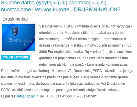 Gydytojui(-ai) odontologui(-ei)